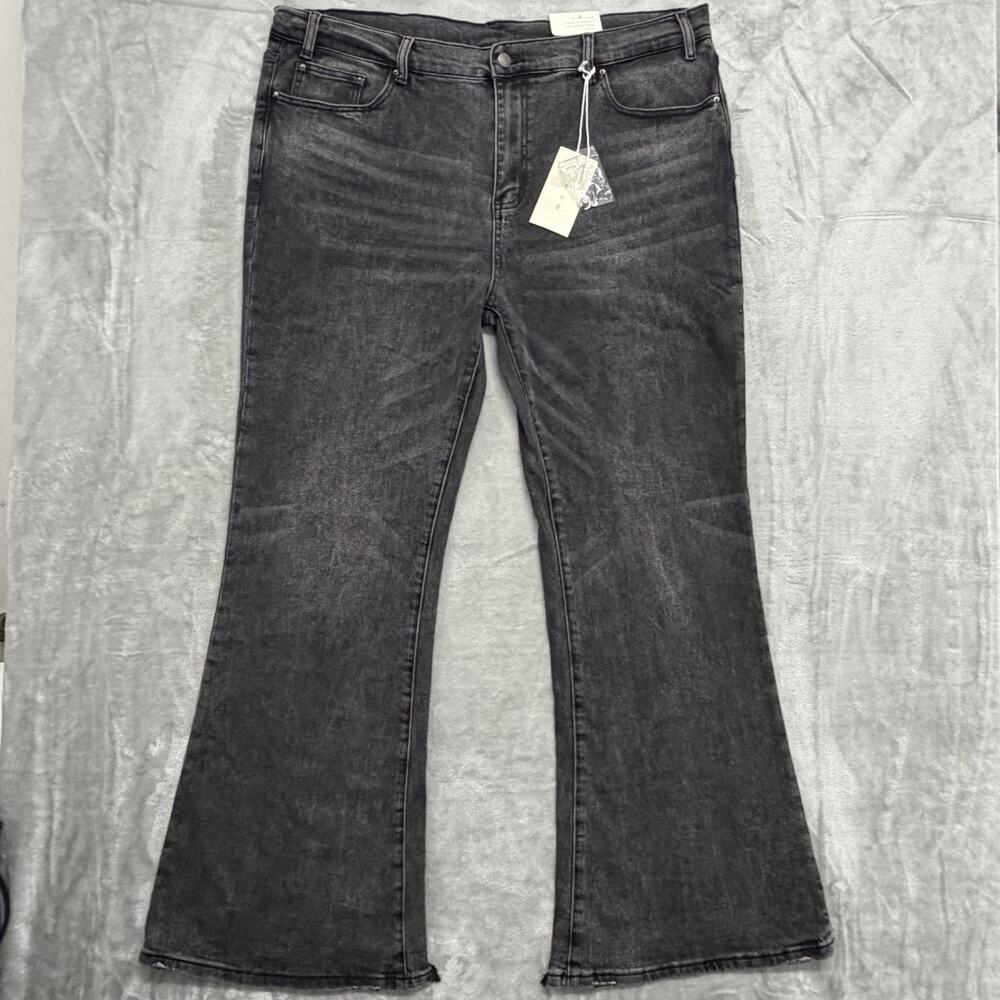 MNML Flare Denim Jeans Mens 42x33 Black Distressed Streetwear NWT